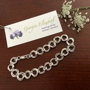 Sterling Silver Chainmail Bracelet (Rose Weave) B024